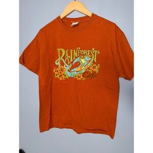 Rainforest Cafe Surfing Frog Graphic T Shirt Orange Size Large
